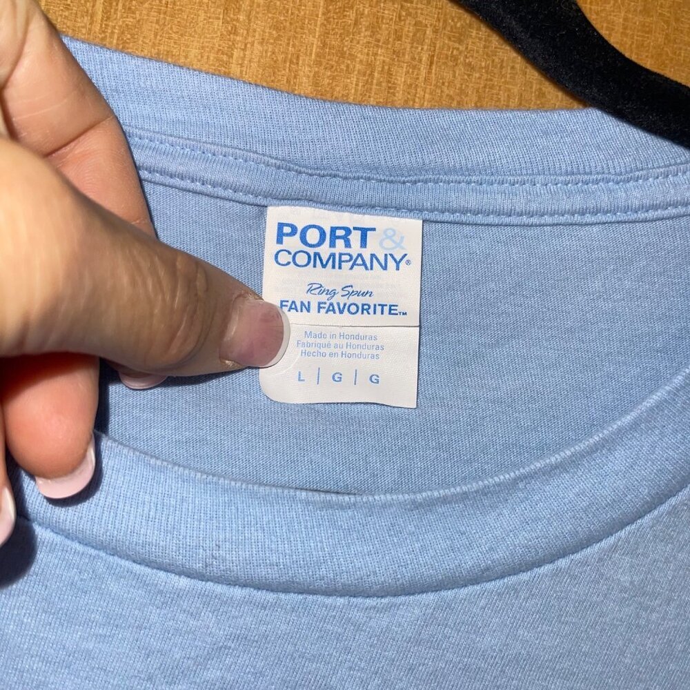Port Company Mens Tee Shirt Size Large Blue David Bowie Crew Neck Pure Cotton - Picture 5 of 8